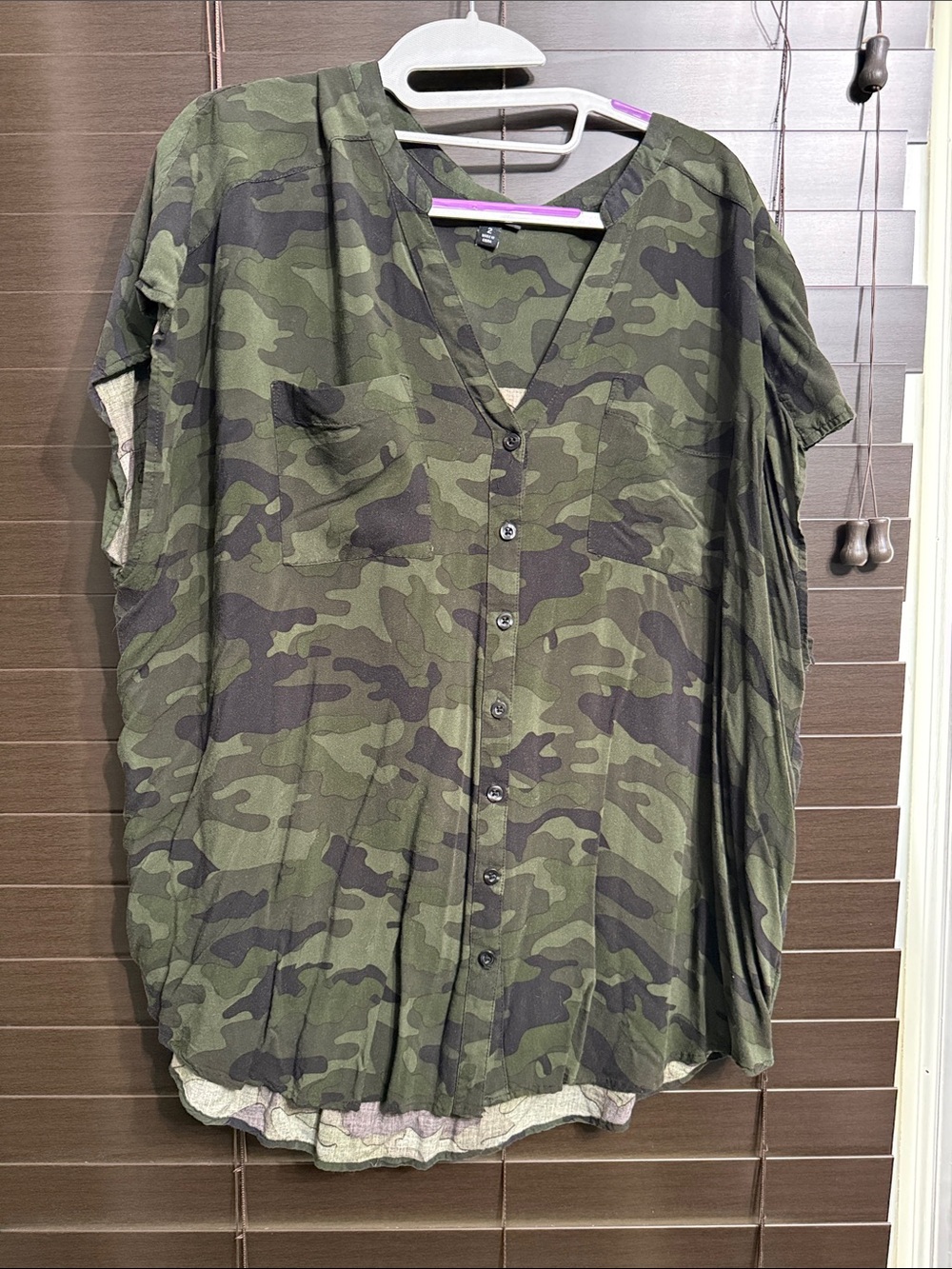 torrid Olive Green Camo Button-Down Shirt